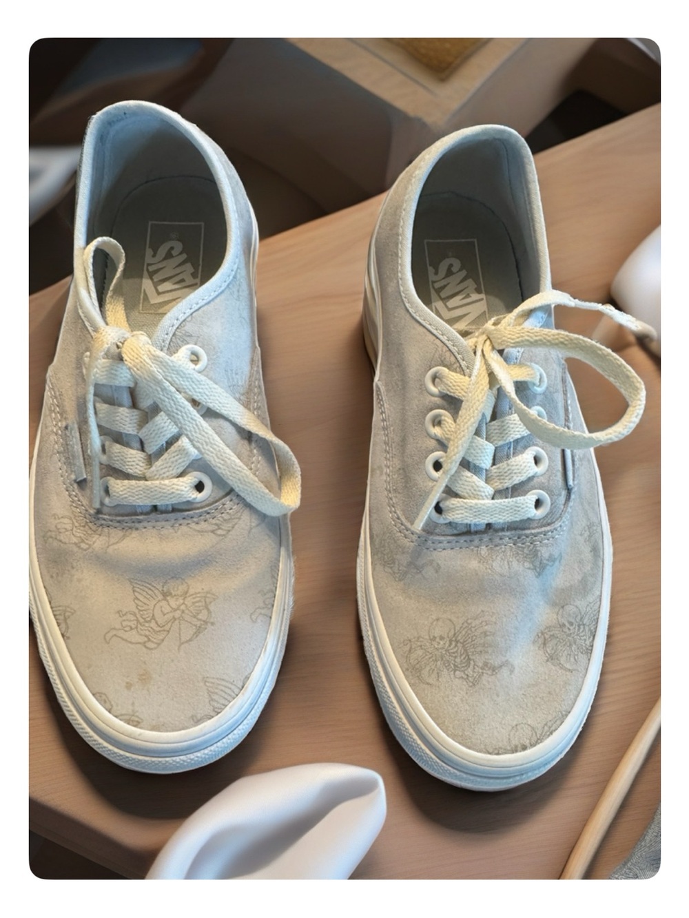 Vans Women's Classic “ Love You To Death”Lace-Up Sneakers in Light Blue